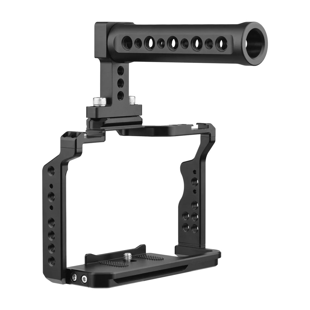 Walmeck Andoer Video Cage + Handle Kit Aluminum Alloy with Dual Cold Shoe Mounts Numerous 14 Inch Threads Replacement for Sony A7IV/ A7III/ A7II/ A7R III/ A7R II/ A7S II