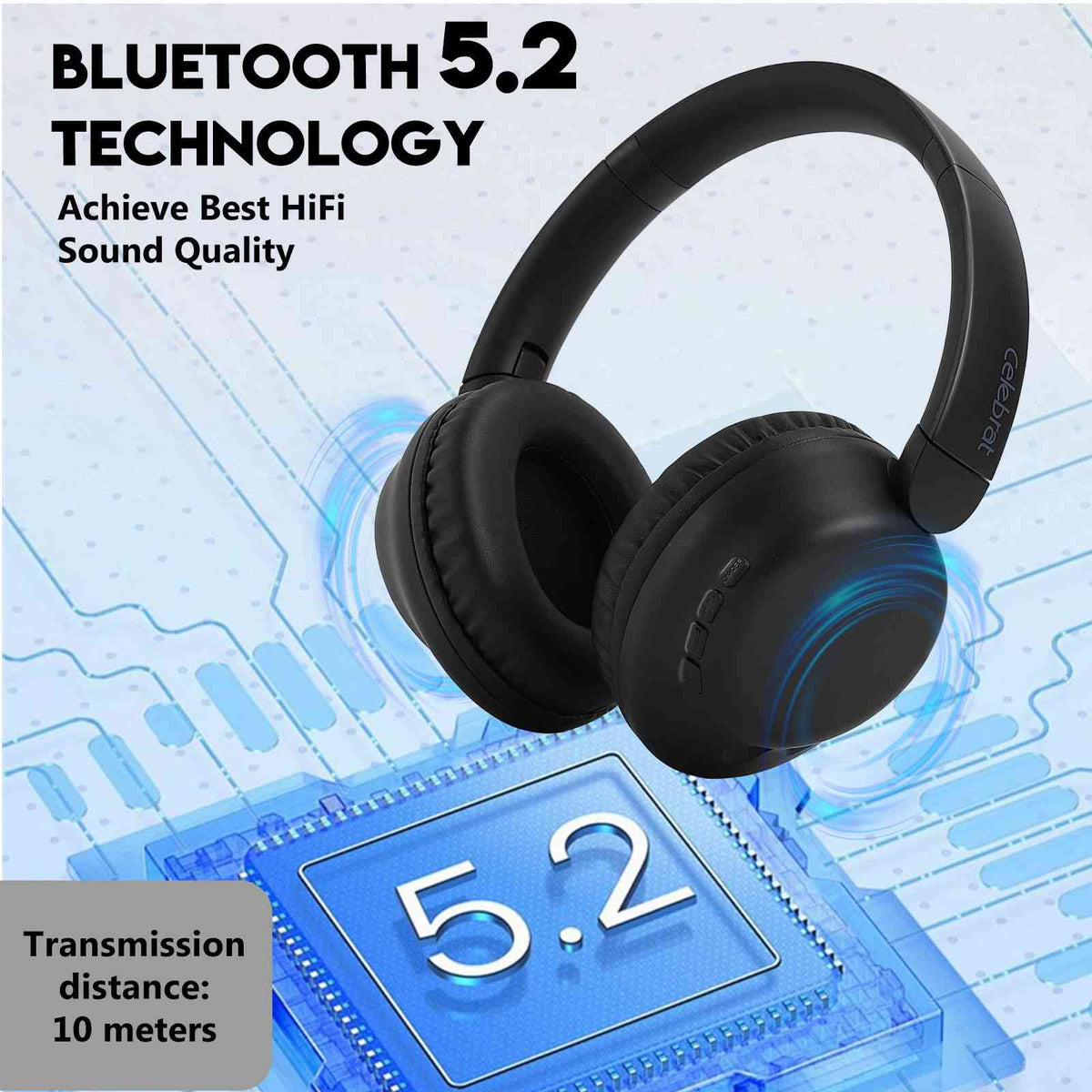 UrbanX UX35 Wireless Bluetooth Stereo Earphones with High Resolution Audio, Deep Bass, Superior Comfort Over The Ear Headphones with Mic for HTC Desire 625 Phone Call Support