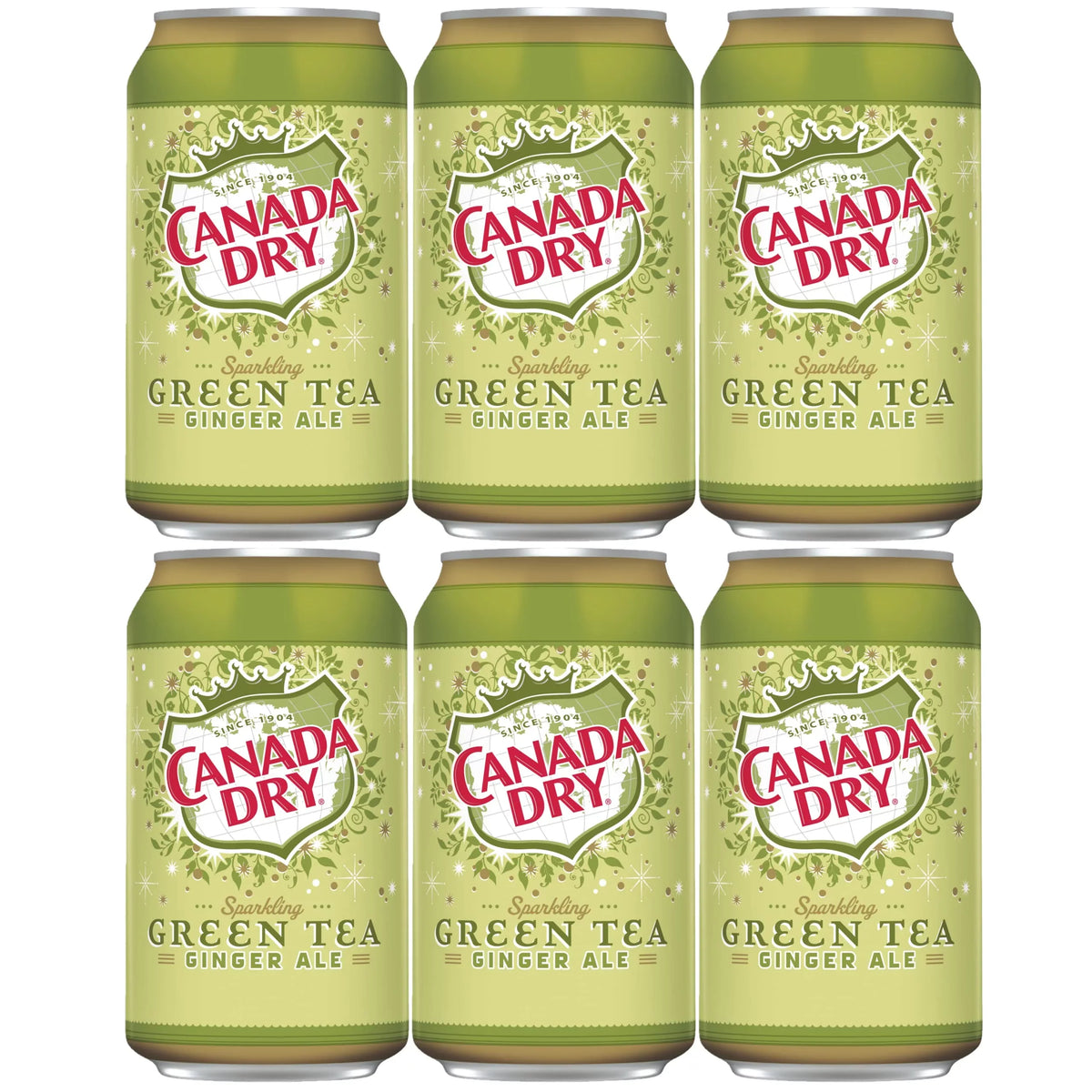 Refresh and Revitalize with Canada Dry Sparkling Green Tea Ginger Ale - 6 Pack of 12oz Cans!