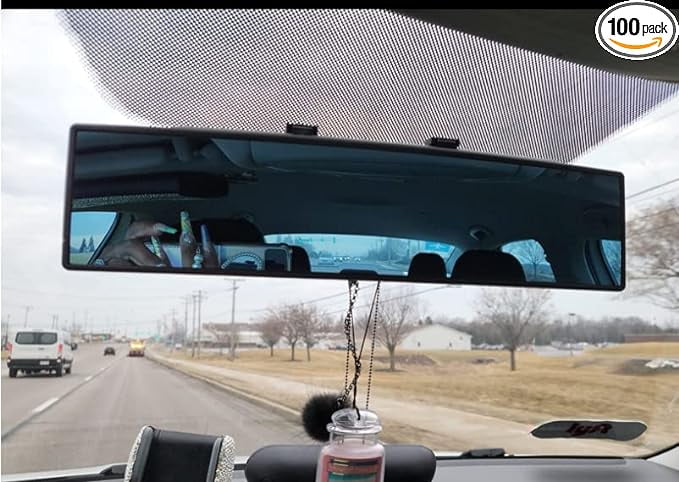 NINGFIST Rear view Mirror Rearview Mirror Wide Angle Broadway Panoramic Anti Glare Mirror Blindspot Accessories Universal Interior Car Convex Mirror for Car SUV Trucks.
