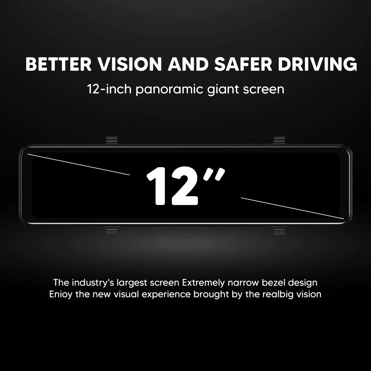 Car Rear View Mirror Camera Dual Dash Cam DVR Video Recorder Driving Recorder with Night Vision Panoramic Rearview Mirror with 4K 12" Full Touch Screen