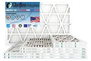 Glasfloss 16x16x1 - MERV 10 -Qty:4 - Furnace Air Filter - Made in USA (Actual Size: 15.5 x 15.5x7/8 inch)