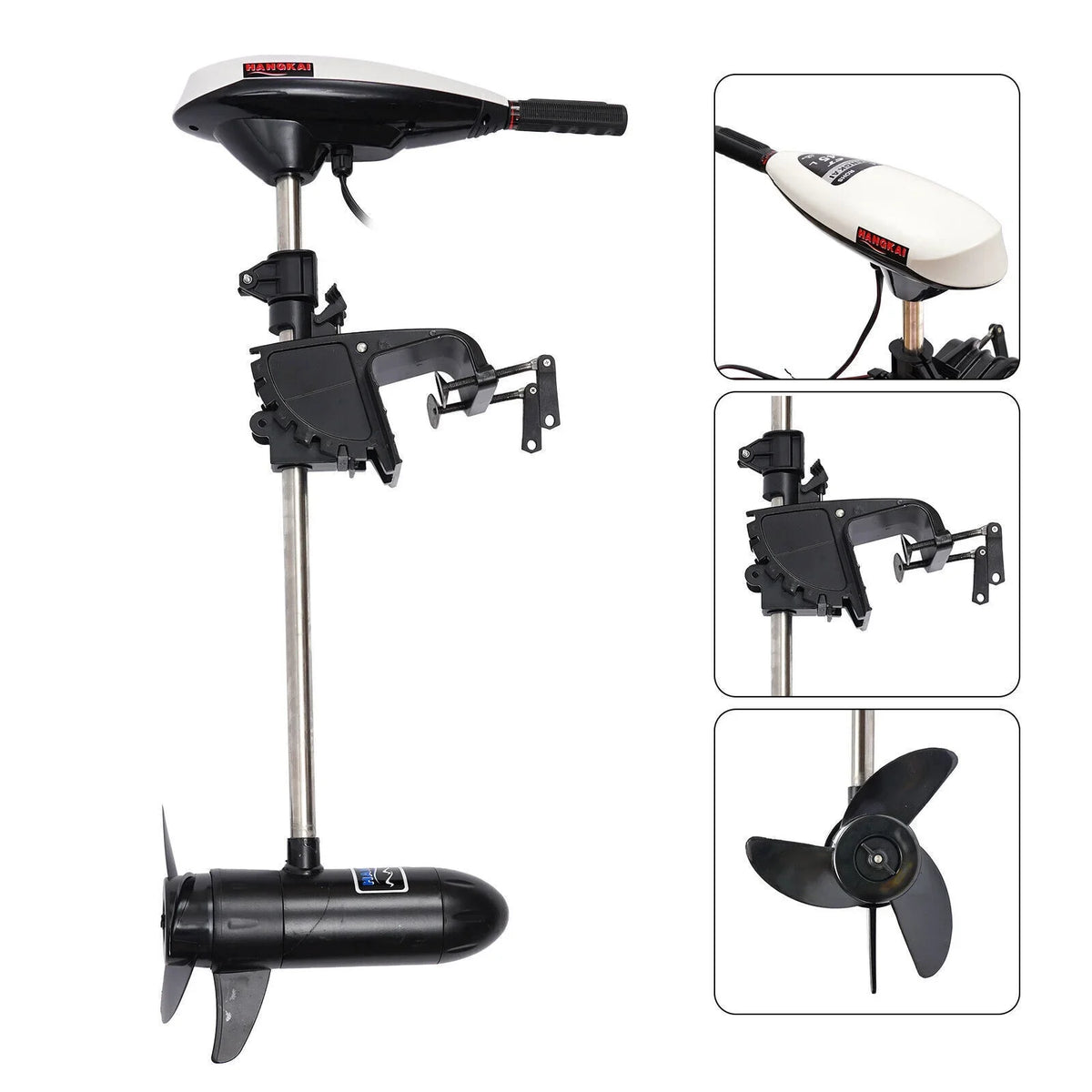 HANGKAI 12V 45LBS Electric Boat Motor Outboard Trolling Motor Engine Heavy Duty