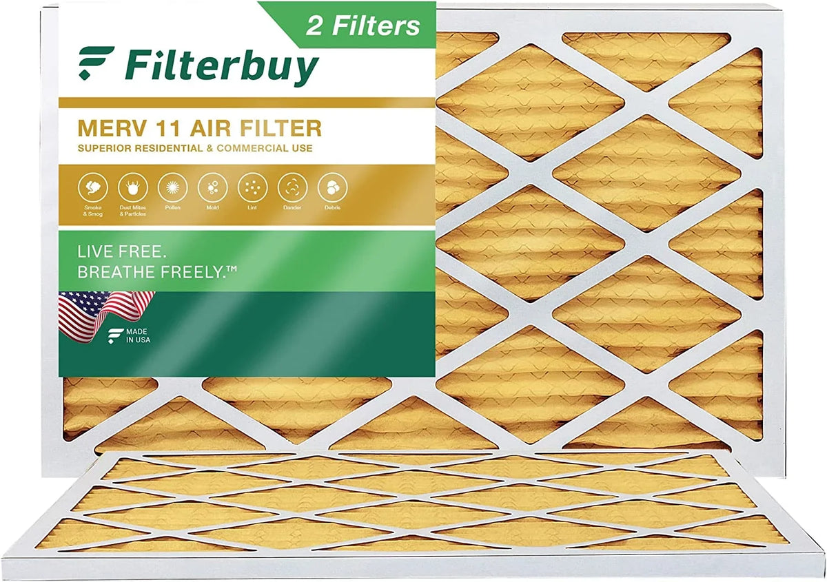 Filterbuy 13x21.5x1 MERV 11 Pleated HVAC AC Furnace Air Filters (2-Pack)