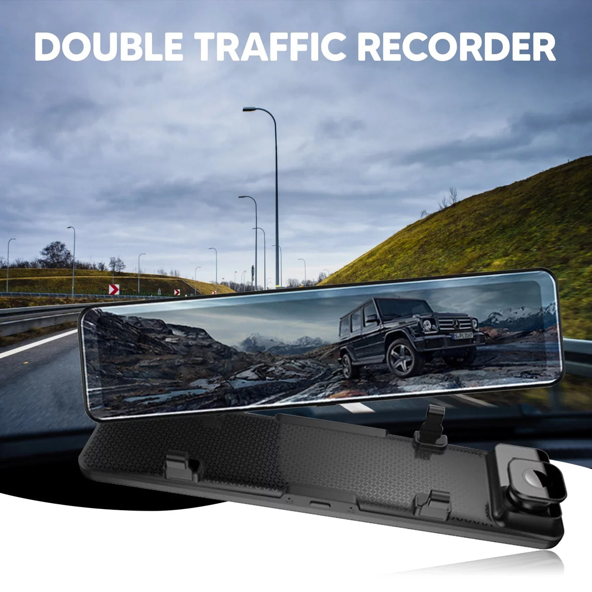 Car Rear View Mirror Camera Dual Dash Cam DVR Video Recorder Driving Recorder with Night Vision Panoramic Rearview Mirror with 4K 12" Full Touch Screen