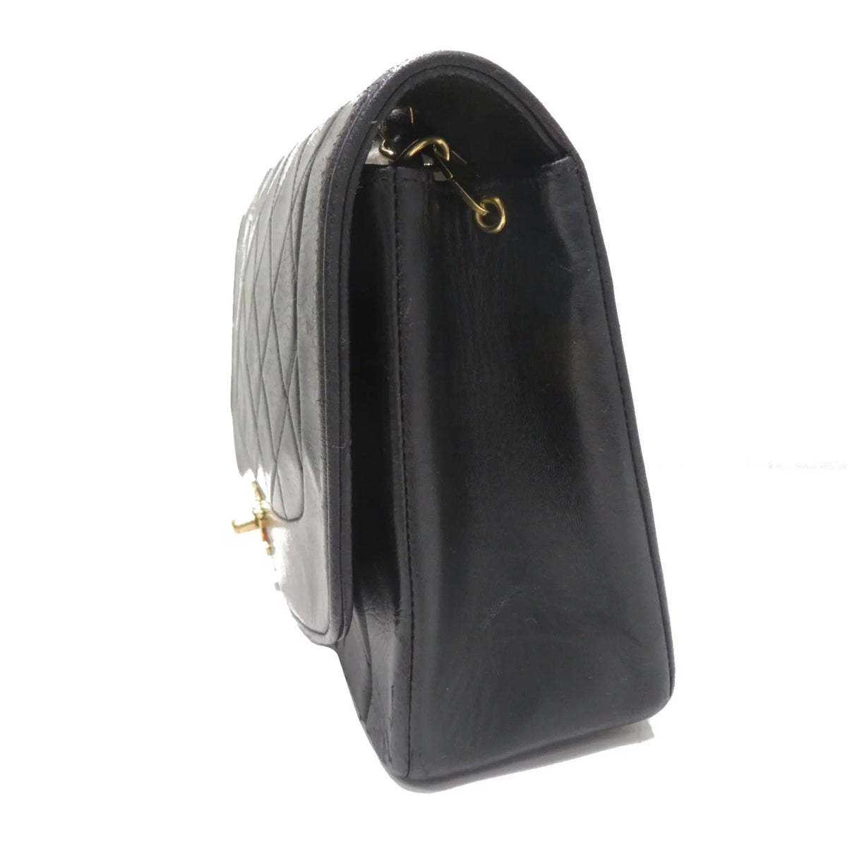 Pre-Owned CHANEL Chanel Matelasse Diana Chain Shoulder Bag Black Lambskin Women's Men's (Fair)