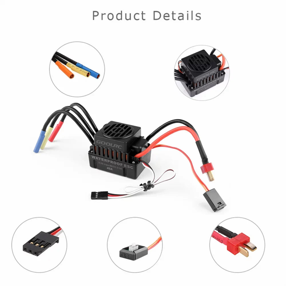 GoolRC Accessory,Motor 45a F540 4370kv Motor With 45a Motor And 45a Set 110 1/10 Remote Car 45a Esc Combo Set Car MotorCar 45a 110waterproof MotorCombo F540 Waterproof Rookin 1/10