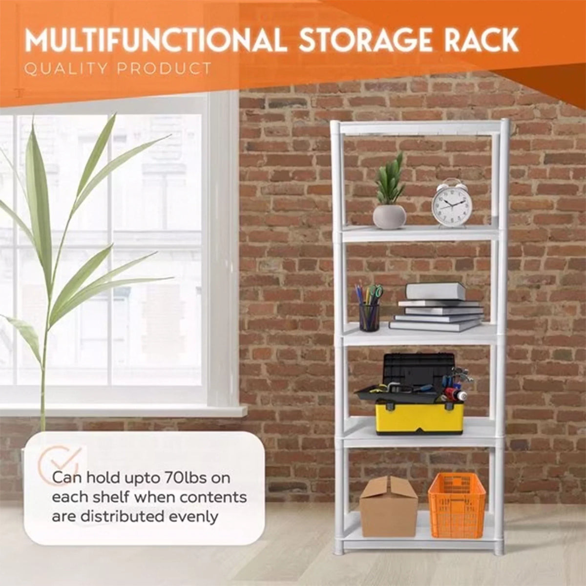 Juggernaut Storage 75.5" Plastic 5 Tier Garage/Shed Utility Shelving Rack
