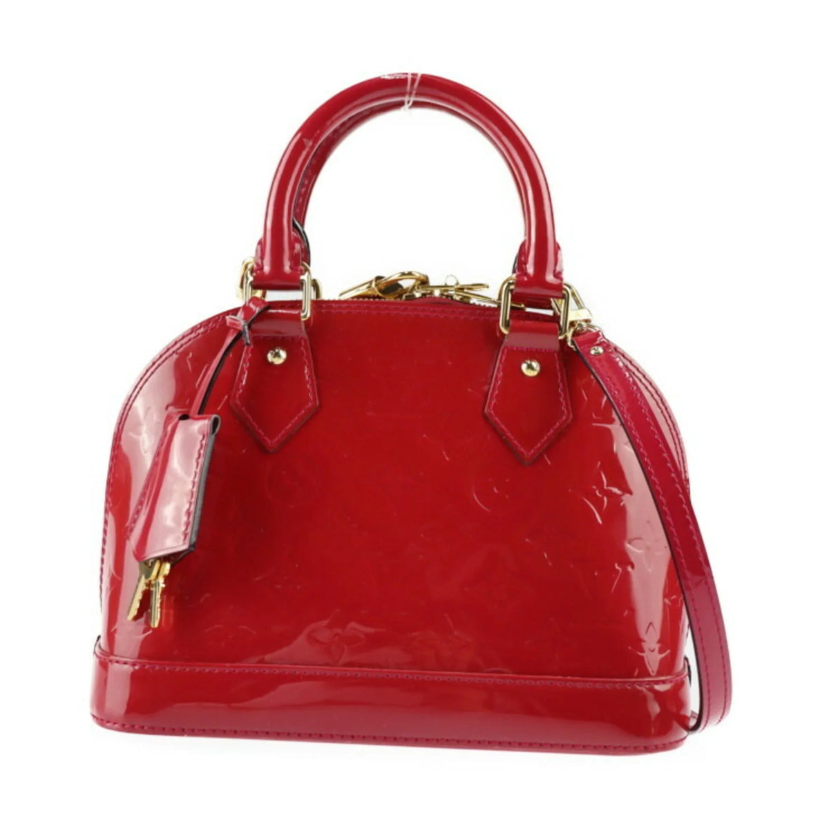 Pre-Owned LOUIS VUITTON Alma BB Handbag M91606 Monogram Vernis Pomme d'Amour Gold Hardware 2WAY Shoulder Bag Crossbody Vuitton (Like New)