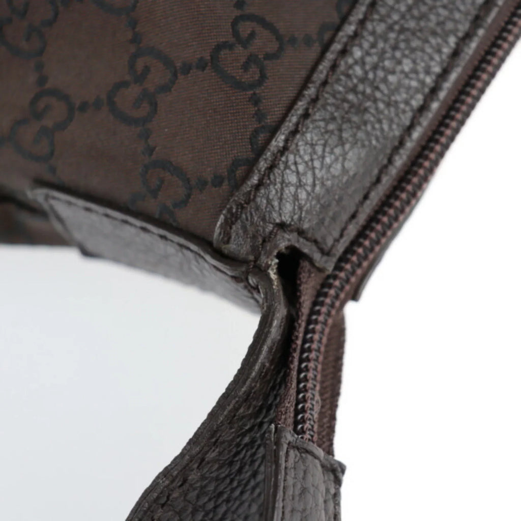 Pre-Owned GUCCI Gucci Boston Bag 105669 GG Nylon Leather Brown Shoulder Travel (Good)