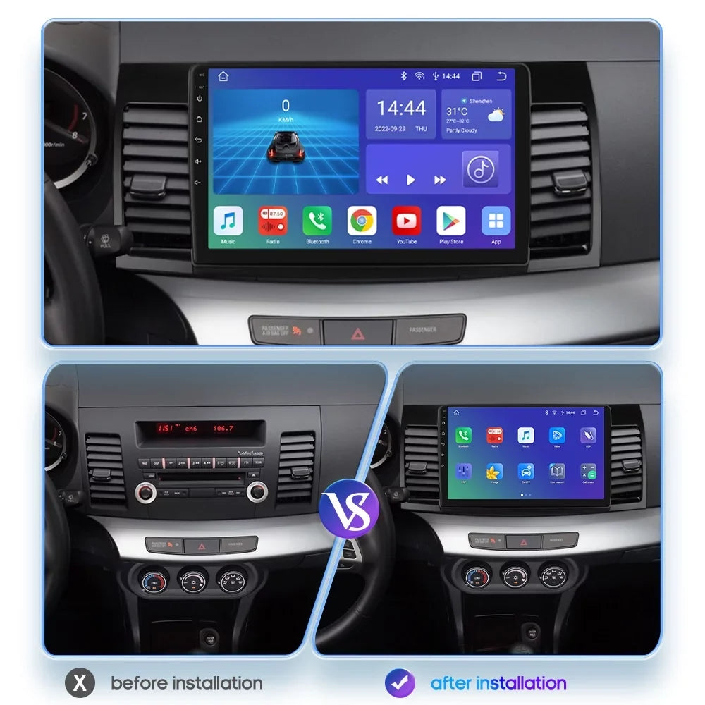 For Mitsubishi Lancer 2007 2008 2009 2010 2011 2012 Android 12 Wifi 2+32GB Car Stereo Radio CarPlay GPS Navigation Player