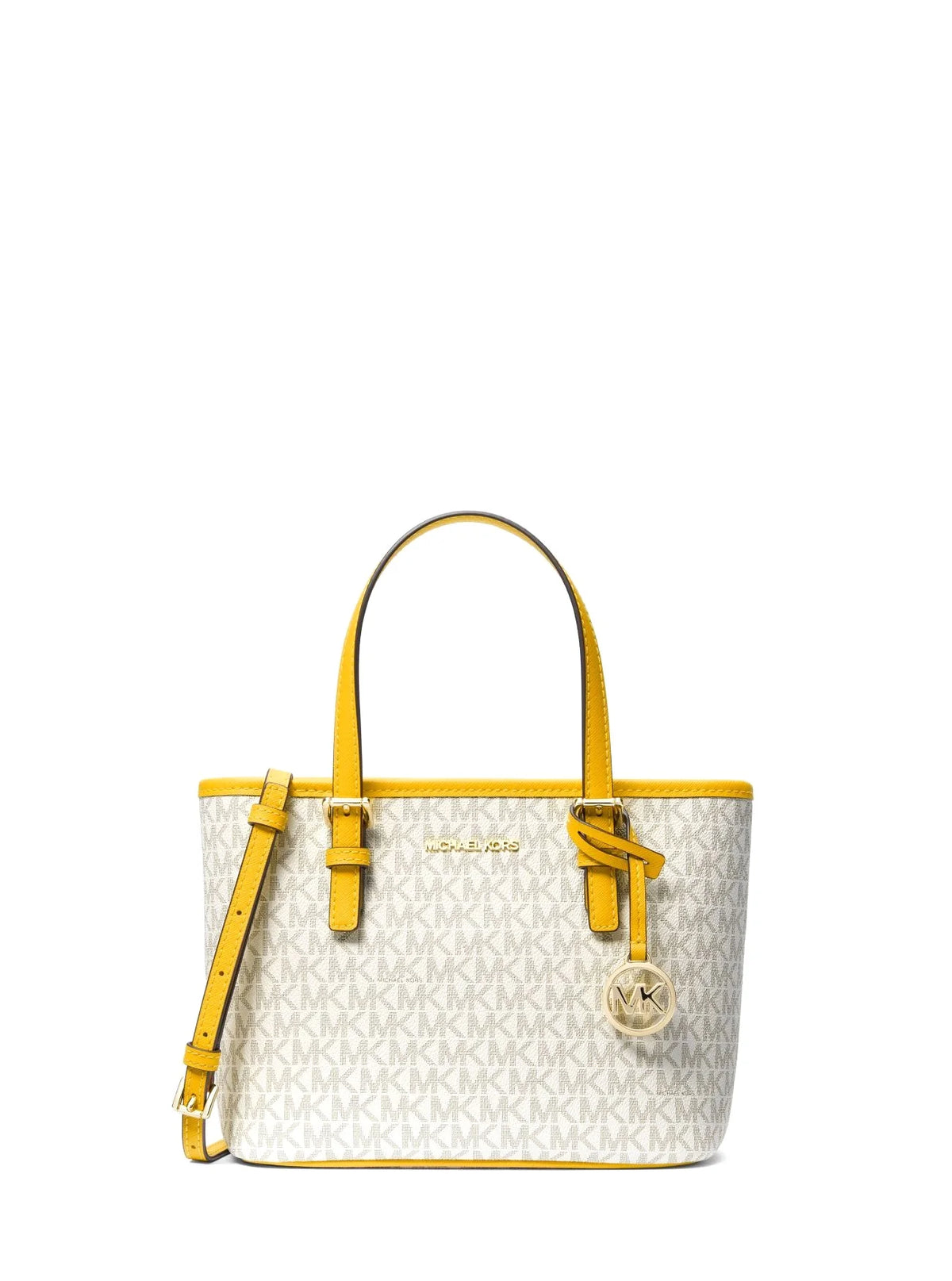 Michael Kors Women's Jet Set Travel Extra-Small Logo Top-Zip Tote Bag (Jasmine Yellow Multi)