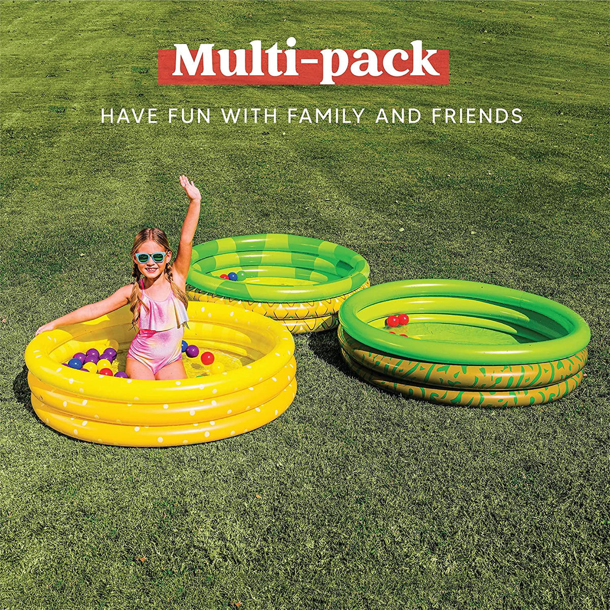 3 Packs 45 X 10 Blow-up Kiddie Pools Lemon Pineapple Avocado Inflated Kiddie Pool Set for Kids Summer Fun Baby Swimming Pool Water Pool Pit Ball Pool