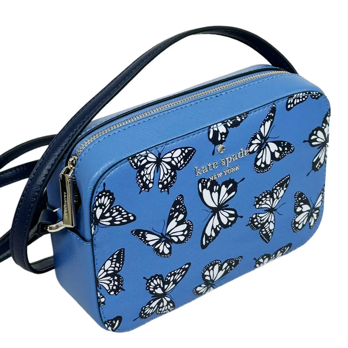Kate Spade Staci Butterfly Mini Camera Bag Zip Crossbody Sky Blue Multi