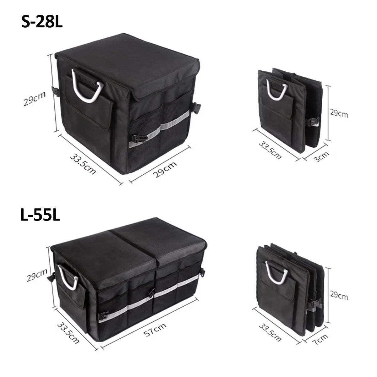 Andoer Car Trunk Organizer, Oxford Cloth Folding Storage Box with Reflective Strip, 55L Capacity, Automotive Cargo Organizer