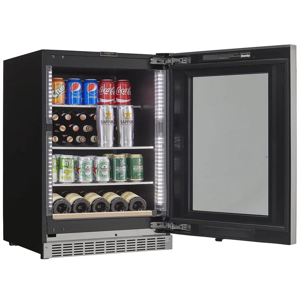 Danbys 5 cu. ft. Silhouette Series Built in Beverage Center with Left Hinge Door - Black