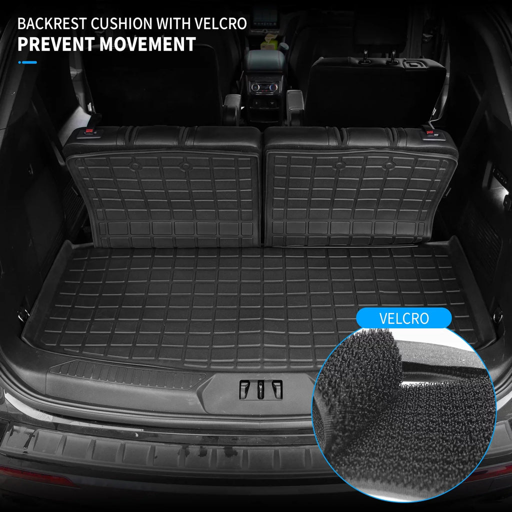 Fit 2020 2021 2022 2023 Ford Explorer Cargo Liner TPE All Weather Trunk Mat Back Seat Cover Protector for 6&7 Passenger Explorer Accessories (Trunk Mat with Backrest Mat)