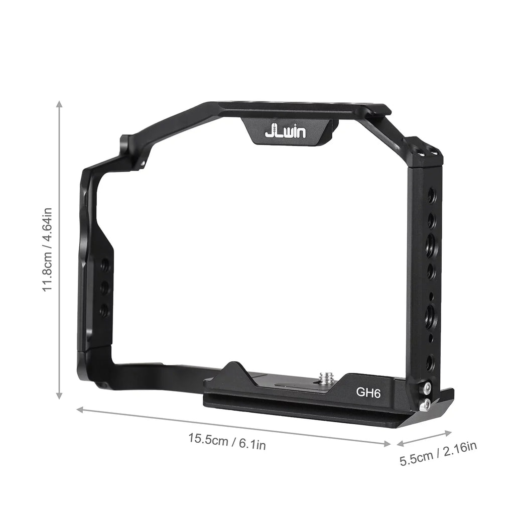 Dcenta Camera Cage Compatible with Panasonic GH6 Aluminum Alloy Construction with Cold Shoe Mount and Extensive Threaded Holes