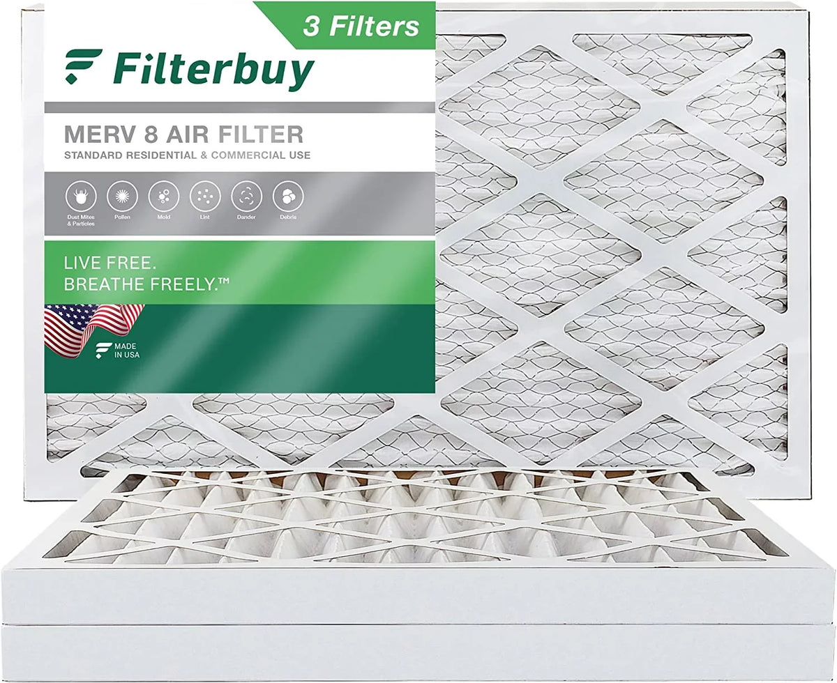 Filterbuy 8x24x2 MERV 8 Pleated HVAC AC Furnace Air Filters (3-Pack)