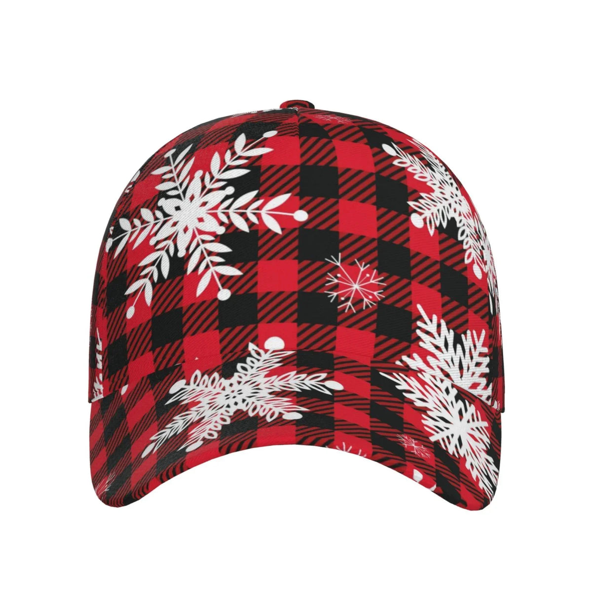 Balery Baseball Cap Adjustable Size for Running Workouts and Outdoor Activities All Seasons Dad Hat(Snowflakes On A Buffalo Plaid)