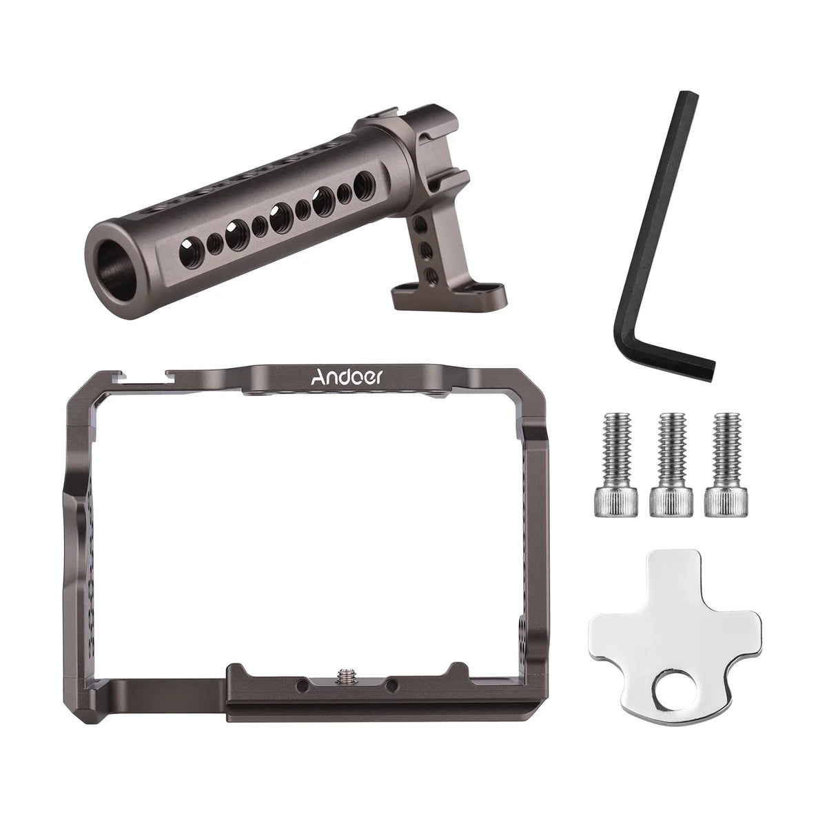 Andoer Aluminum Alloy Camera Cage Kit with Video Rig Handle Grip Replacement for Sony A7R III/ A7 II/ A7III