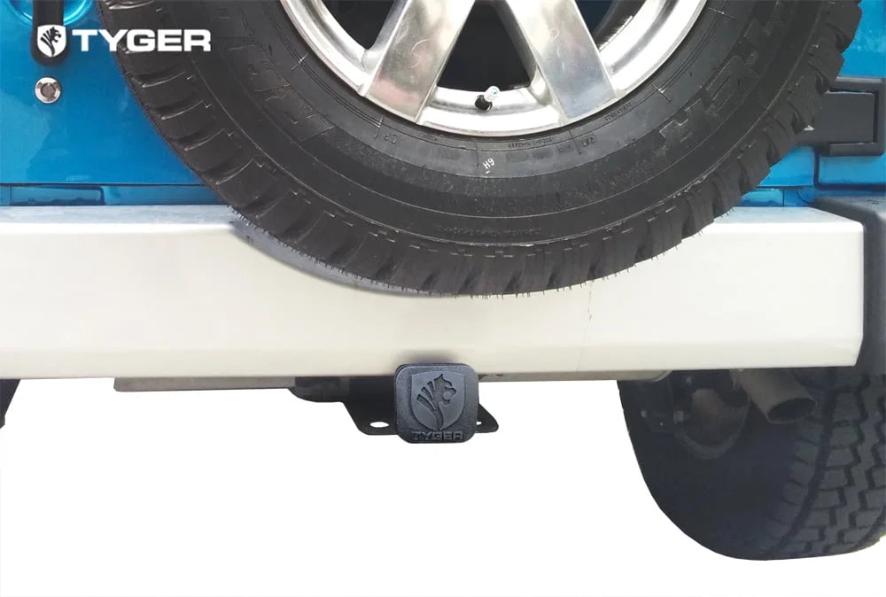 Tyger Auto TG-HC2J001B Hitch & Cover Kit Compatible with 2007-2018 Jeep Wrangler JK 2 Door & 4 Door Unlimited Factory Style 2 inch Rear Receiver Hitch Tow Towing Trailer Hitch