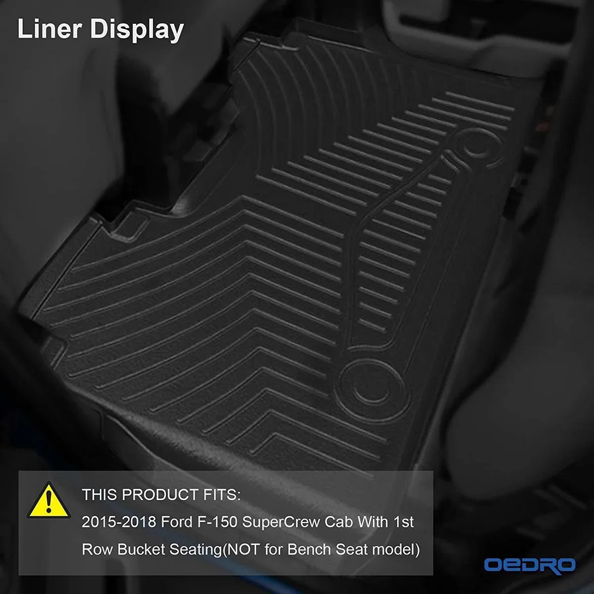 Ledkingdomus All-Weather TPE Rubber Front and Rear 3-Piece for 2015-2023 2024 Ford F150 Super Crew Cab Floor Mats Set
