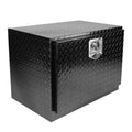 24 Inch Aluminum Stripes Plated Tool Box Pick Up Truck Bed RV Trailer Toolbox Waterproof Square Storage Organizer with Lock and Keys - Black Black + Aluminum + Square box + 24"(24.2"×17.1"×17.9")