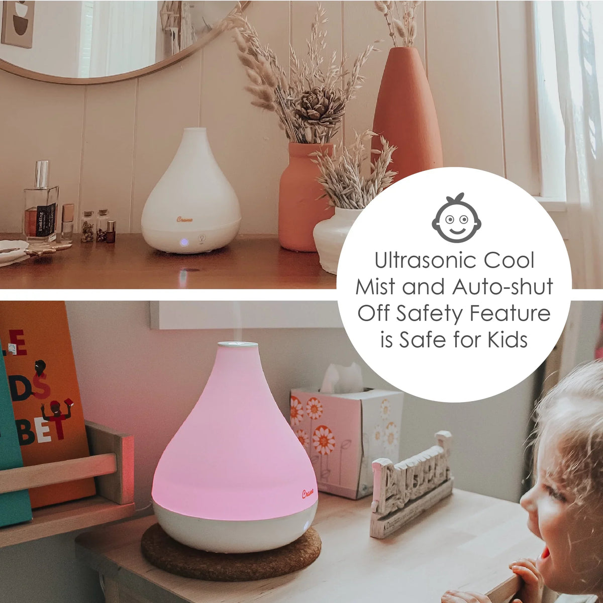 Crane Cone Shape Ultrasonic Cool Mist Aroma Diffuser, Model EE-5953AD, White