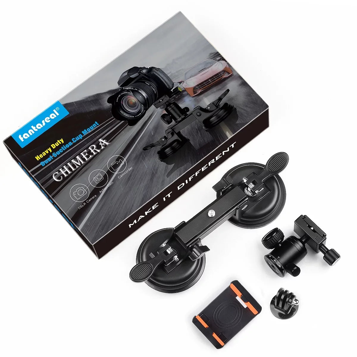 Heavy Duty (20 lbs Load) DSLR Mirorrless Camera Suction Cup Car Mount Camcorder Vehicle Holder 360° Ball Head Compatible with Nikon Canon Sony RED BM