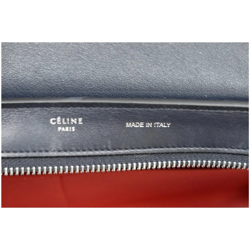 Pre-owned CELINE Trapeze Small 2way Leather Tote Shoulder Bag Blue