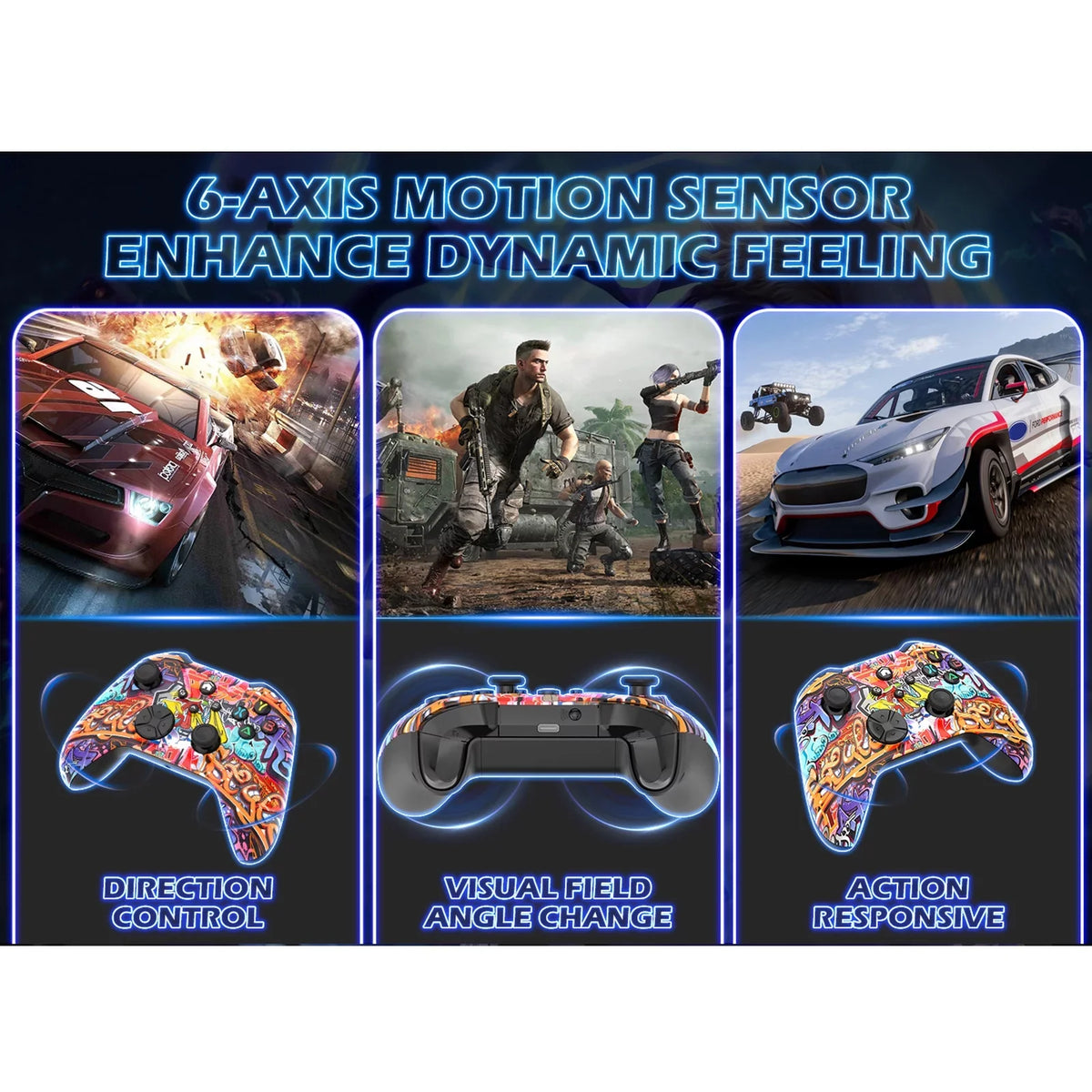 Bonadget 32Ft Wireless Xbox One Controller,Graffiti Custom Xbox Controller Built-in Dual Vibration and 3.5mm Audio Jack with TURBO Function - Compatible with Xbox One S/X/Xbox Series X/S/Window PC