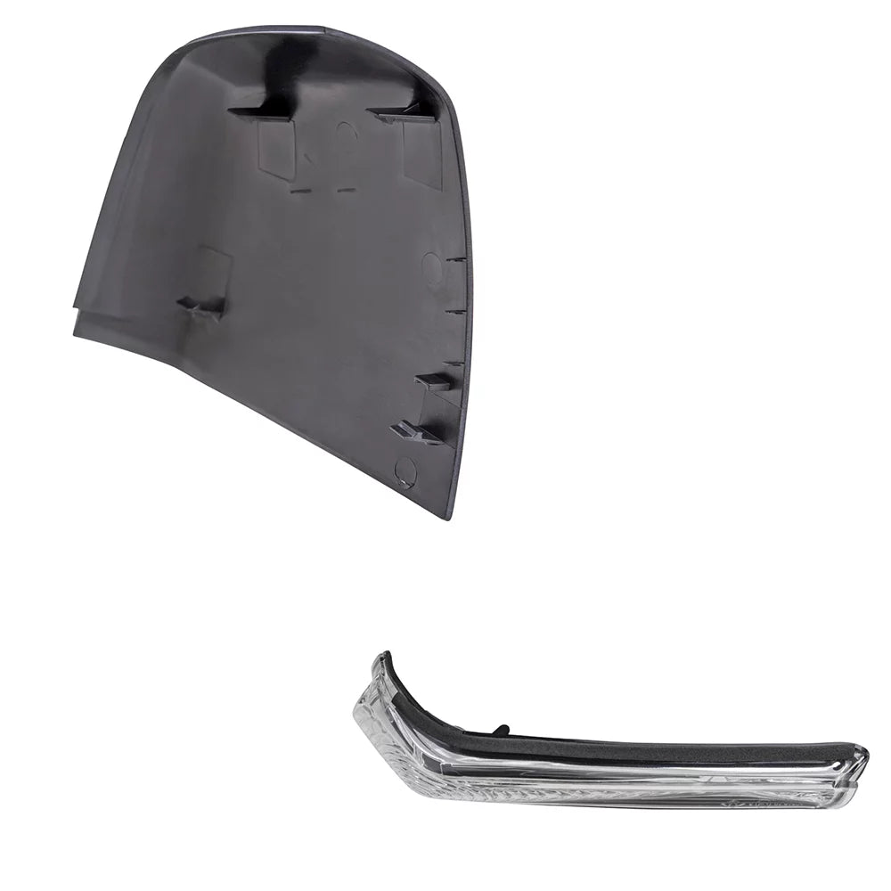 Brock Aftermarket Replacement Driver Left Door Mirror Cover Coat To Match Gray And Turn Signal Light Set Compatible With 2015-2021 RAM Promaster City SLT/Tradesman SLT