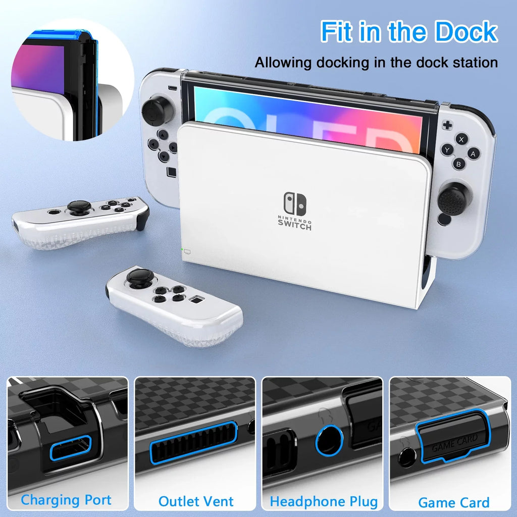 HEYSTOP Switch OLED Accessories for Nintendo Switch OLED Case Bundle,27 in 1 Carry Case for Switch OLED with Protective Cover,Grip Cover,Screen Protector,Game Cards Case,Grip Charge Dock, Black