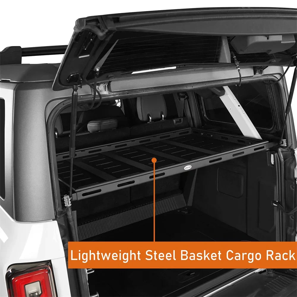 Hooke Road Rear Cargo Rack Storage Basket for 2021 2022 2023 Ford Bronco 4 Door Hardtops