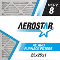 Aerostar 25x25x1 MERV 8, Pleated Air Filter, 25x25x1, Box of 6, Made in the USA