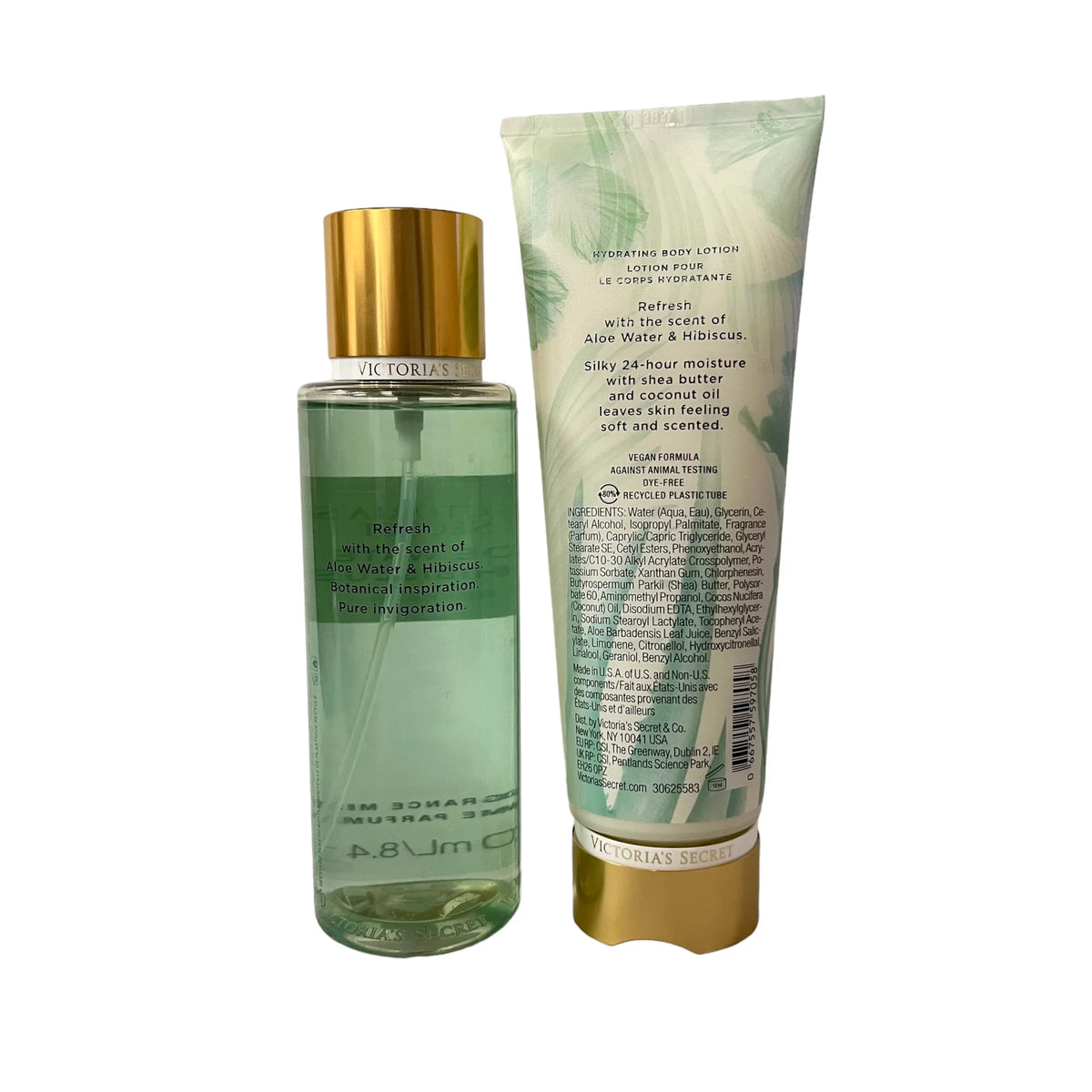 Victoria's Secret Aloe Water & Hibiscus Natural Beauty Fragrance Mist & Body Lotion Set
