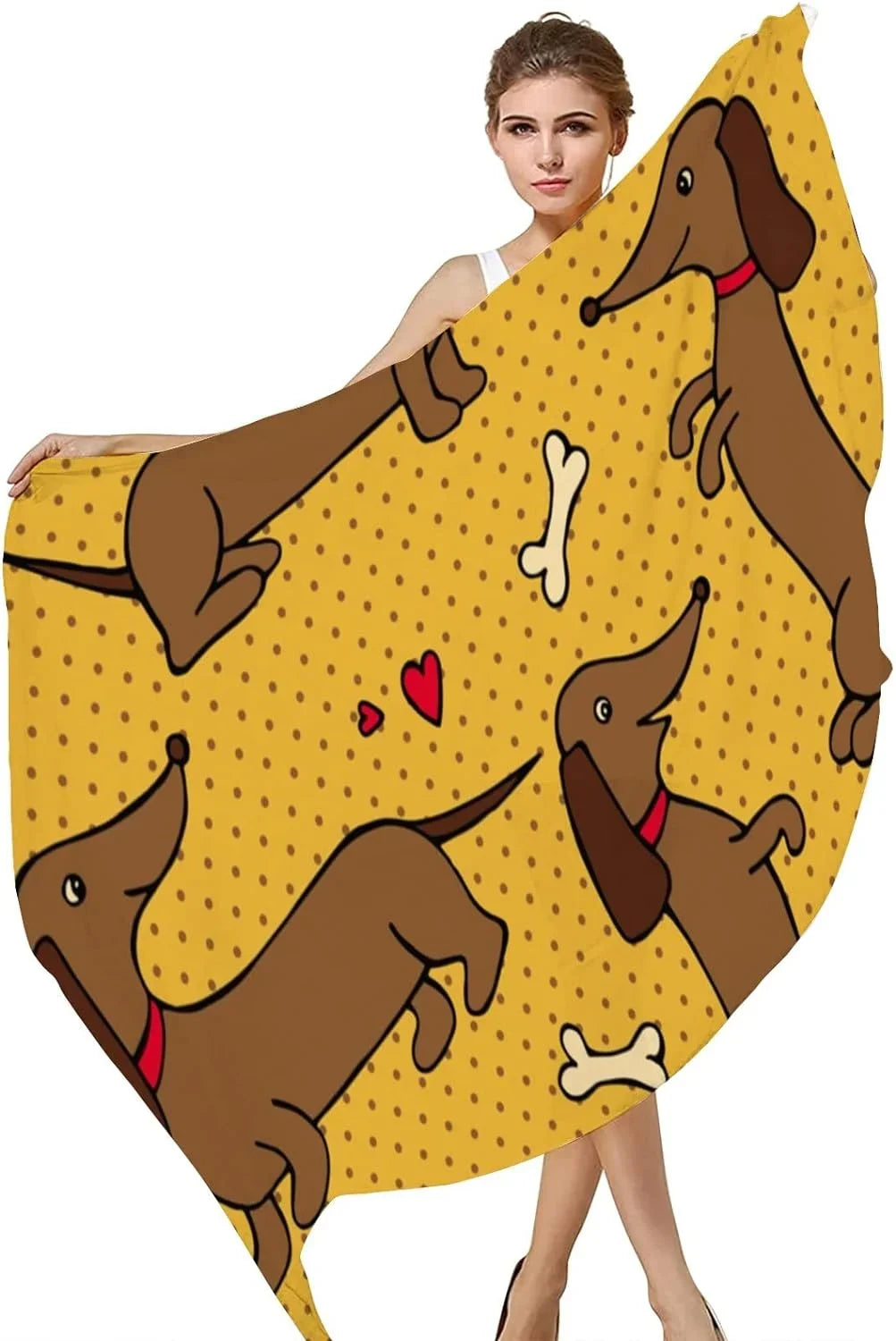 Hyjoy Yellow Dachshund Long Silk Neck Scarf Lightweight Shawl Wrap Scarves for Women Girls