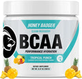 Honey Badger BCAA Amino Acids Electrolytes Powder, Keto, Vegan, Sugar Free BCAAs + EAA with L-Glutamine For Men & Women, Hydration & Post Workout Muscle Recovery Drink Mix, Tropical Punch, 30 Servings