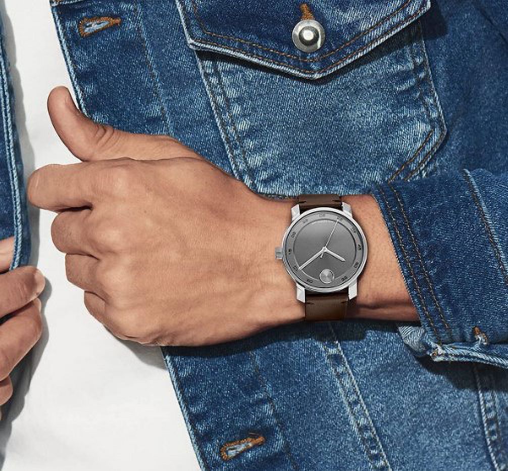 MOVADO 3600916 BOLD ACCESS GREY DIAL BROWN LEATHER BAND MENS WATCH