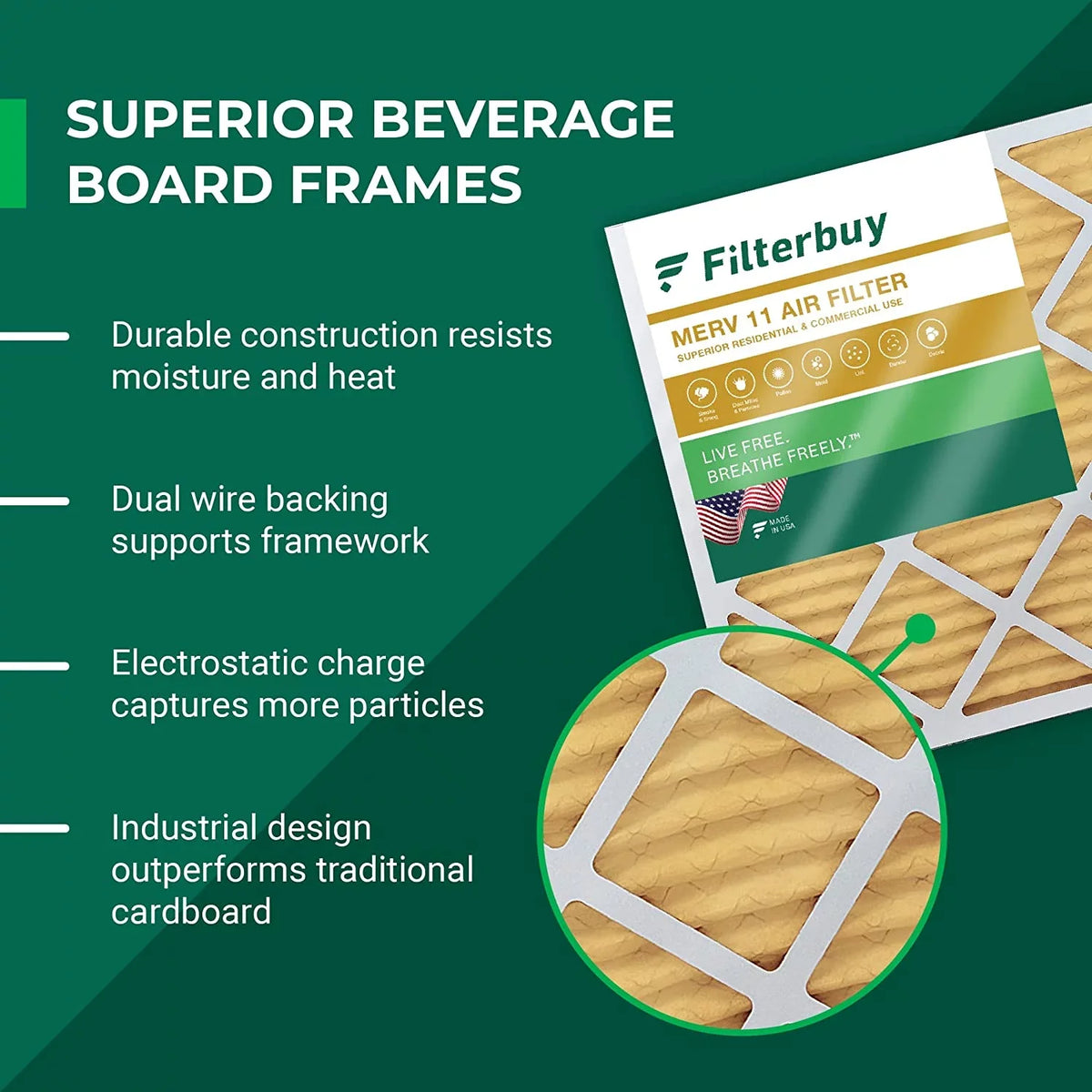 Filterbuy 17x17x1 MERV 11 Pleated HVAC AC Furnace Air Filters (5-Pack)
