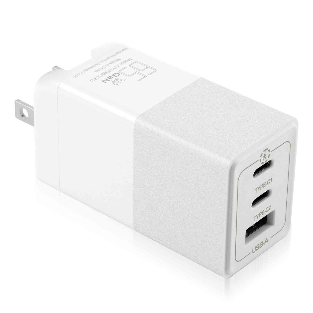 UrbanX 65W Fast Travel Charger with 3 Ports USB & Dual USB-C High-Speed Charging Compatible with HTC One A9/One M9/Desire Eye/Butterfly 2/One Remix, iPhone, Samsung Galaxy, Google Pixel, MacBook