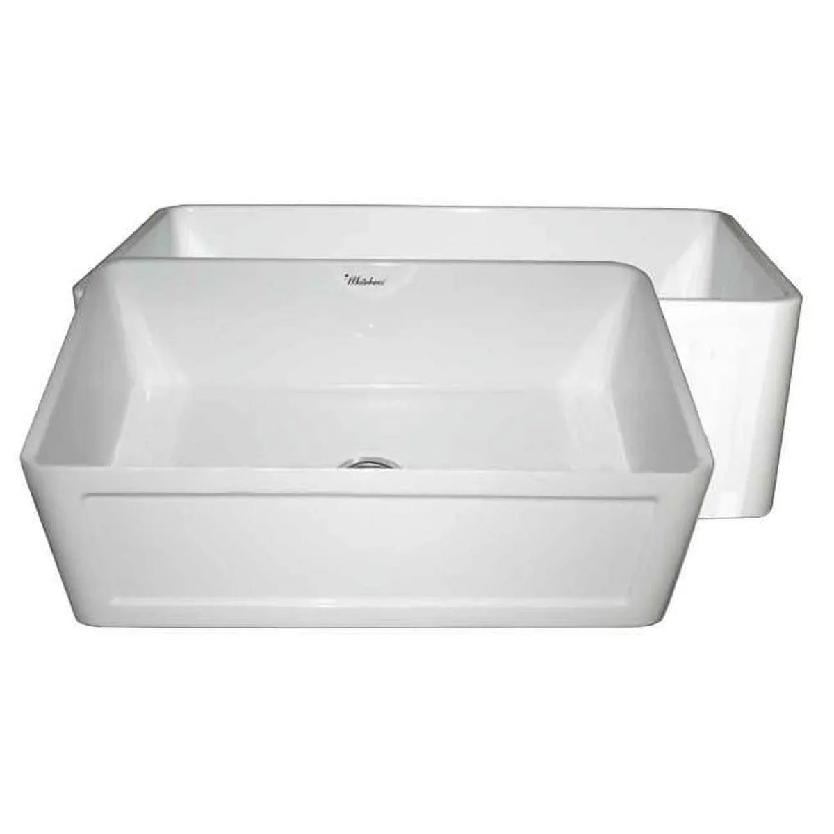 Whitehaus Collection Farmhaus Fireclay Reversible Series Fireclay Sink with a Concave Front Apron - White