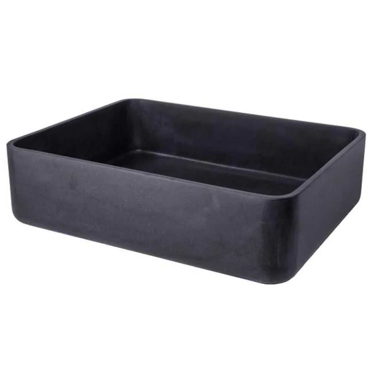 EB-S047LS-H Thin Lip Rectangular Vessel Sink - Black Lava Stone