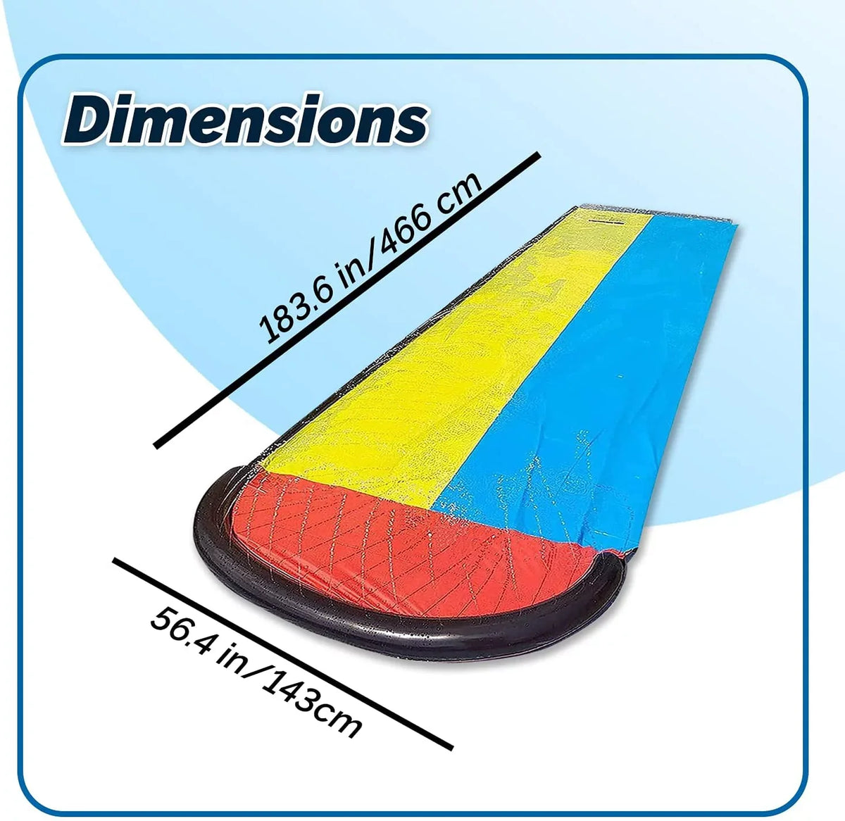 Vivazy 15.5ft Summer Backyard Quality Polymer Smooth Slick , Water Slides Inflated Crash Pad