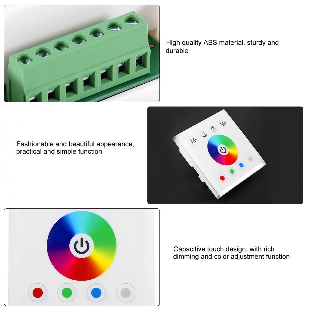 Ftory LED Touch Panel Controller - Wall Mounted Colorful RGBW LED Touch Panel Controller Dimmer Switch for LED Strip Light(white)