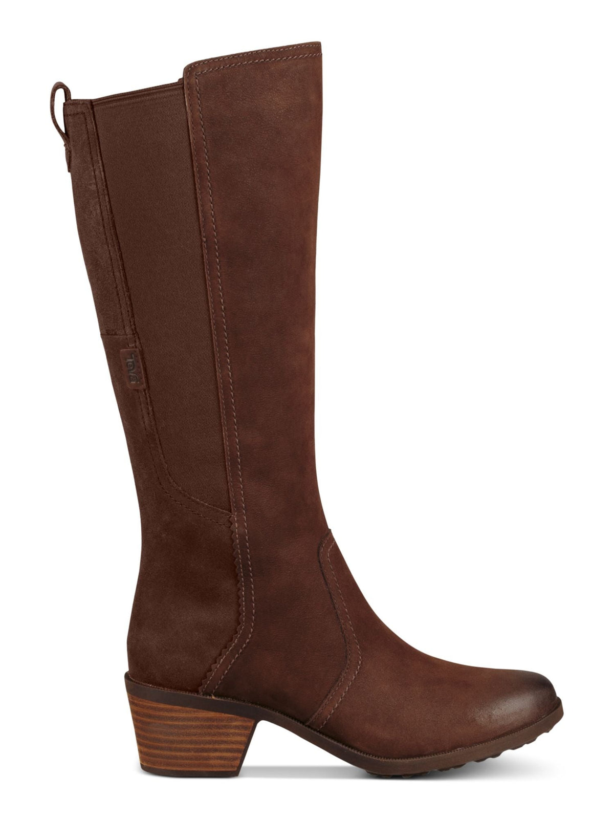 TEVA Womens Brown Waterproof Goring Padded Anaya Round Toe Block Heel Zip-Up Leather Riding Boot 7.5