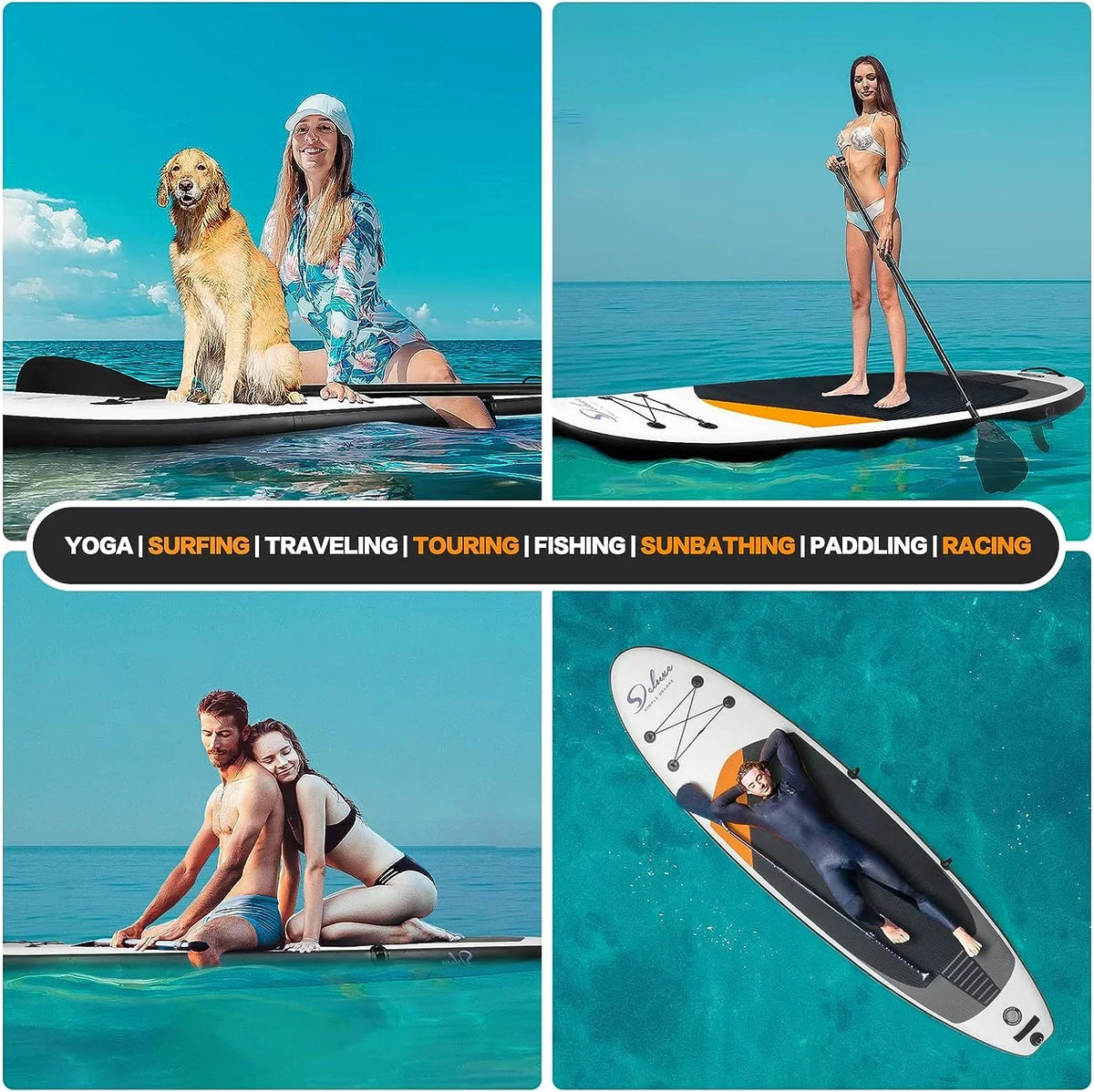 KEHOMY Air-filled Stand Up Paddle Board – Simple Deluxe Premium SUP for All Skill Levels,for Youth & Adults, Blow Up with Accessories & Backpack, Surf Control, Black