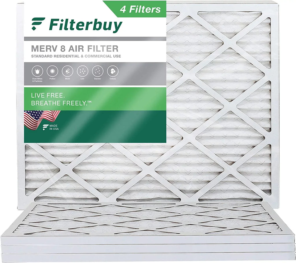 Filterbuy 17.5x23.5x1 MERV 8 Pleated HVAC AC Furnace Air Filters (4-Pack)