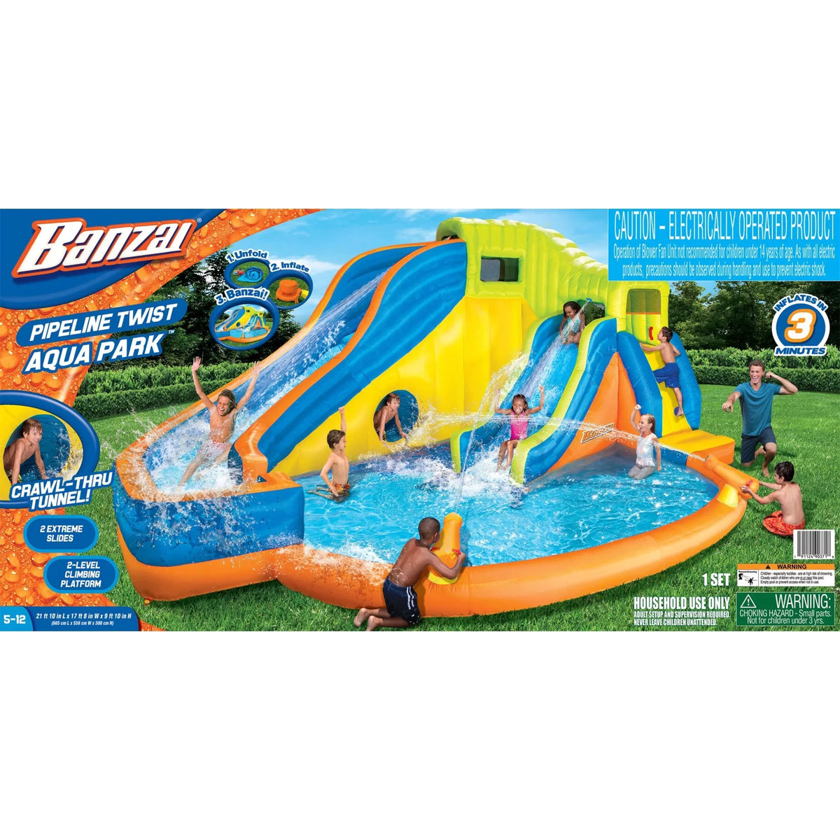Banzai Pipeline Twist Kids Blow-up Backyard Waterpark Play Center